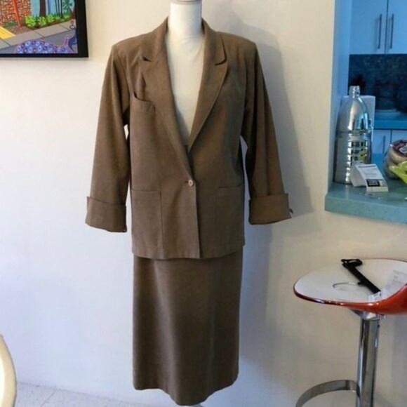 Adolph Schuman For Lilli Ann Suit Womens Vintage Ultra Suede Elastic Sides Tan - Picture 12 of 12